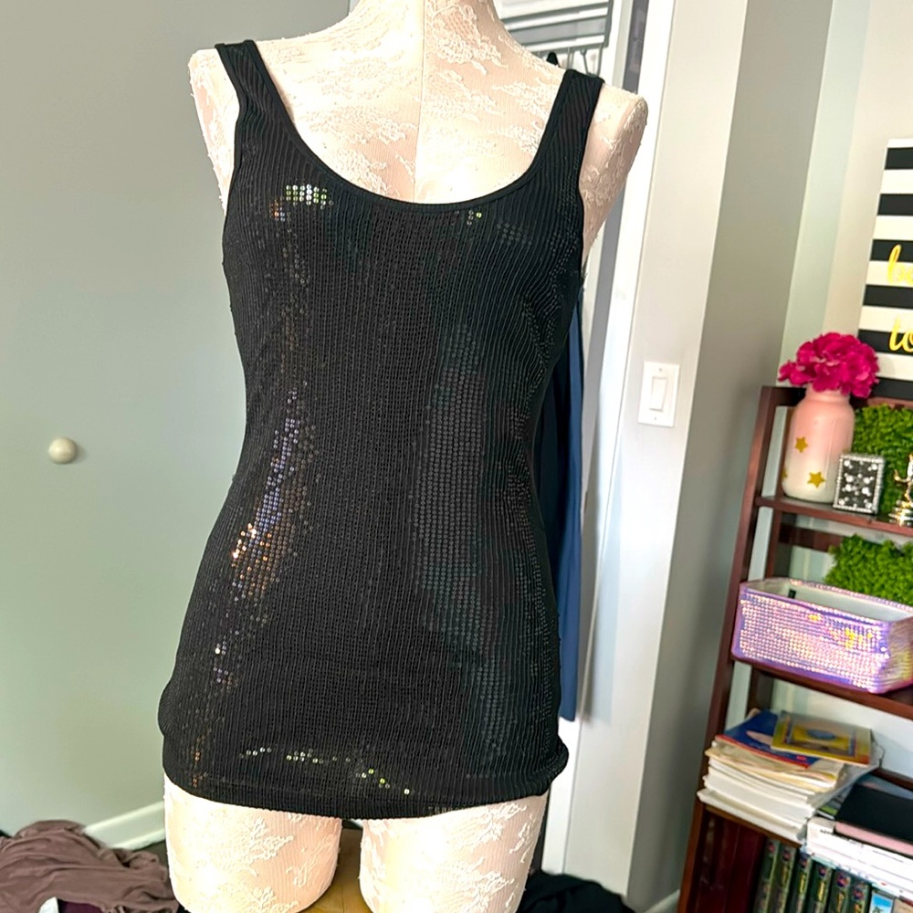 Black sequined  tank top from express in size small.
